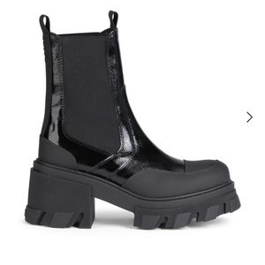Ganni Black Patent mid shaft Chelsea boot- size 38 (7.5-8) worn only twice